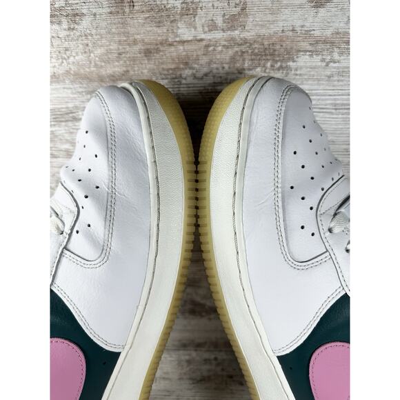 Men\'s Nike Air Force 1 Low Nike ID By You Custom White/Pink/Green Sneakers Sz 13